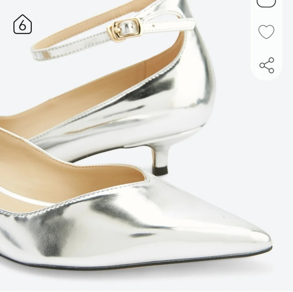 Charles & Keith Buckle Closure Ankle Strap Pointed Toe Pumps - Silver - Picture 15 of 15